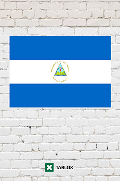 TABLOX Drapelul Nicaragua, steagul țării, tablou decorativ, pictură pe lemn M...