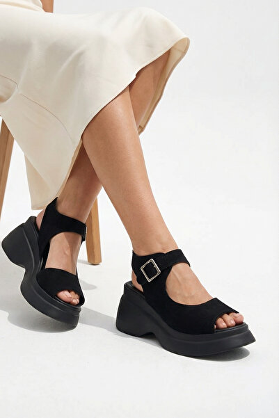 Riccon Quelaela Women's Sandals 0012906 Black Leather Textured