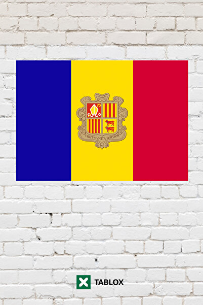 TABLOX Drapelul țării Andorra Tablou decorativ Tablou din lemn MDF Semn strad...