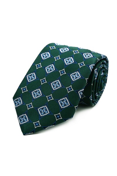 Sade Kravat Green White Blue Navy Blue Special Patterned Special Woven Tie 33...