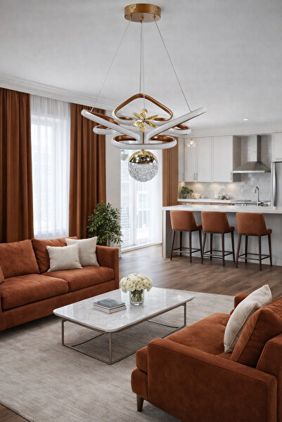 TREND KAFKAS tarçın taç kristal kelebekli şeker toplu LED avize