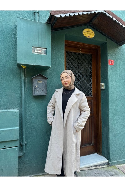 moda çağdaş Modern Oversize Herringbone Cashmere Coat