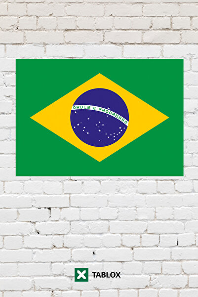 TABLOX Drapelul țării Braziliei Tablou decorativ Tablou din lemn MDF Semn str...