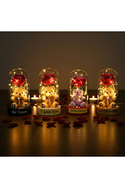 Carlburn #Fanus Romantik Sevimli Ayıcık Figürü Gün Işığı LED Dekoratif Hediye...