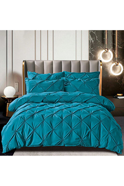 JOJO HOME Bed Linen, 6 Pieces, Embroidered Pleats, Finet Premium - Turquoise