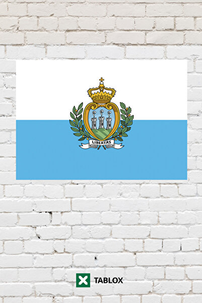TABLOX Steagul țării San Marino Tablou decorativ cu steagul Tablou din lemn M...