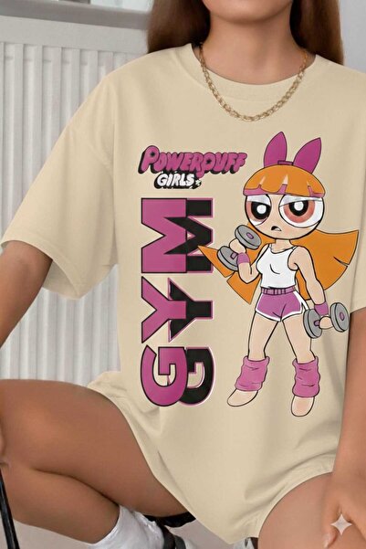 New Shine Powerpuff Girls Printed Beige T-Shirt
