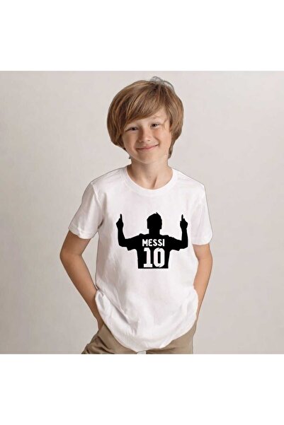 New Shine Messi Printed White Kids T-Shirt