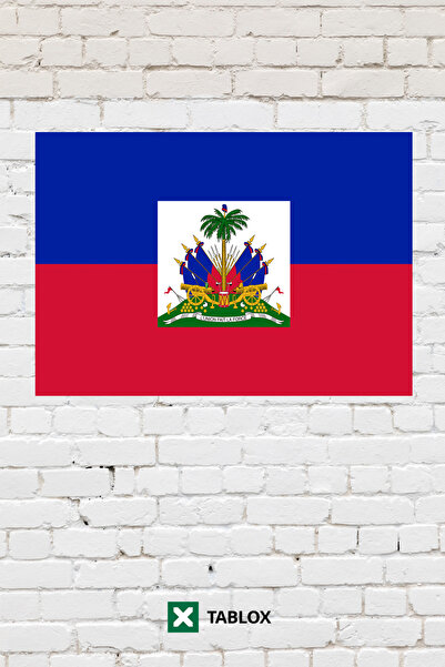 TABLOX Drapelul Haiti, steagul țării, tablou decorativ din lemn MDF, semn str...