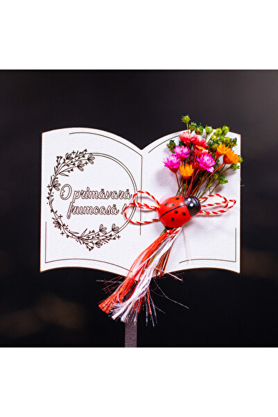 Creators of Crafts Martisor Magnet - Model Carte Cu Flori Uscate, 9x6 Cm