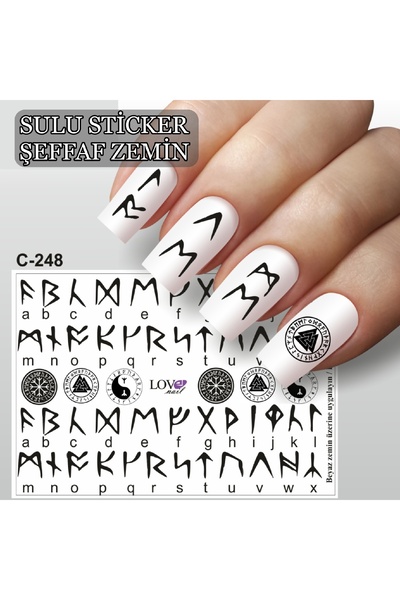 ECLAT TIRNAK STİCKERİ YAZI HARFLAR (SULU TATTOO ÇIKARTMA) ŞEFFAF ZEMİN