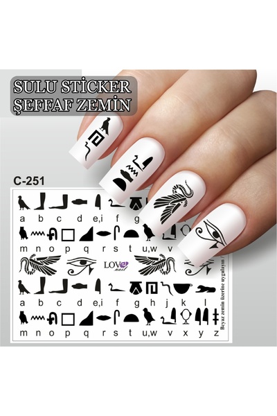 ECLAT TIRNAK STİCKERİ YAZI HARFLAR (SULU TATTOO ÇIKARTMA) ŞEFFAF ZEMİN