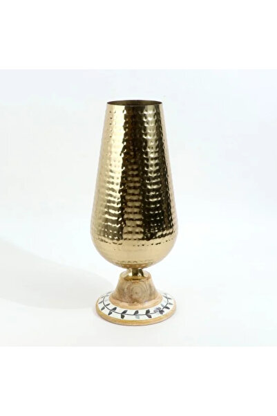 Generic Gold-Colored Metal Vase with Decorative Base