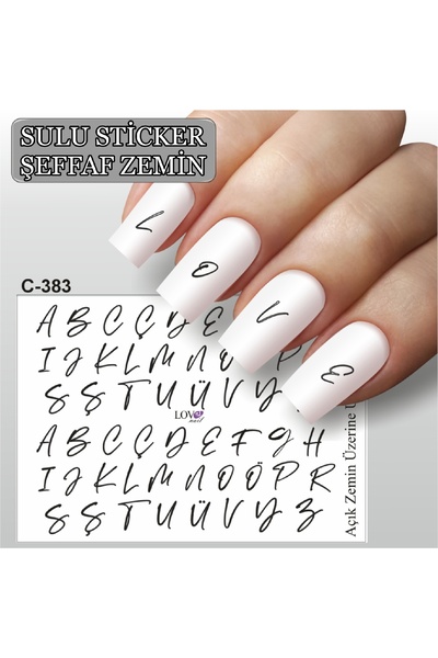 ECLAT TIRNAK STİCKERİ YAZI HARFLAR (SULU TATTOO ÇIKARTMA) ŞEFFAF ZEMİN