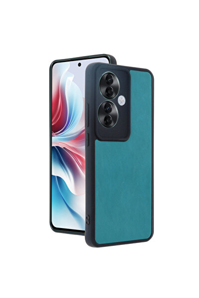 cepmoda غطاء هاتف متوافق مع أوبو رينو 11F بمظهر جلدي، غطاء ممتص للصدمات - أخض...