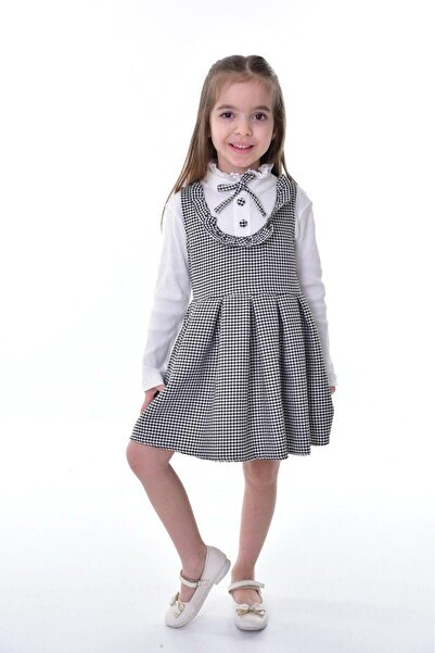 Asortix Rochie Gilet cu model picior de gâscă pentru fete, cu cămașă inclusă,...