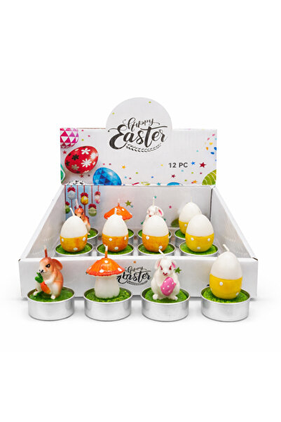 OEM Decorative candle Easter bunny multicolor 4.5 cm tealight paraffin