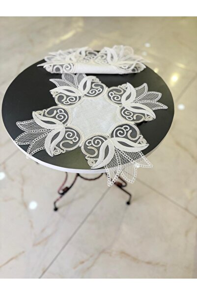 Ceki Home Living Room Set Napkin 2-Piece Kayla Linen French Lace Borderless D...