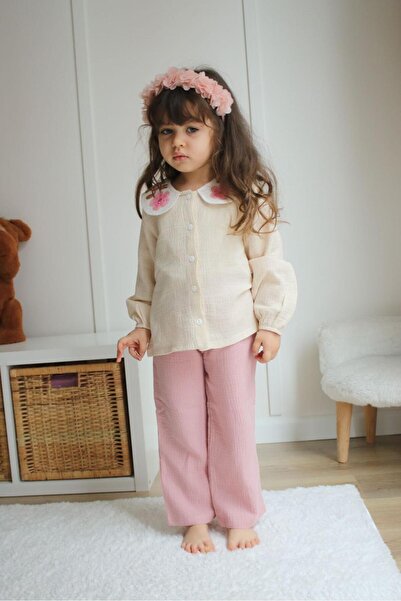 Asortix Djevojačka košulja i pantalone od muslinske tkanine, dvodelni set sa ...