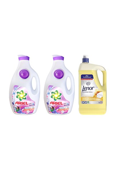 Ariel 2x Liquid laundry detergent Whites + Colors 3D Active, 6.3L + Lenor Sum...