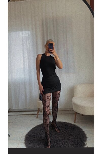 ibiza boutiques Sırt Çarpraz Siyah Mini Elbise