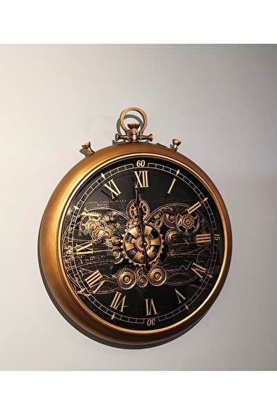 KOLAYEV Özel Tasarım Metal Çarklı Duvar Saati 61x52 Cm – Endüstriyel Dekorati...