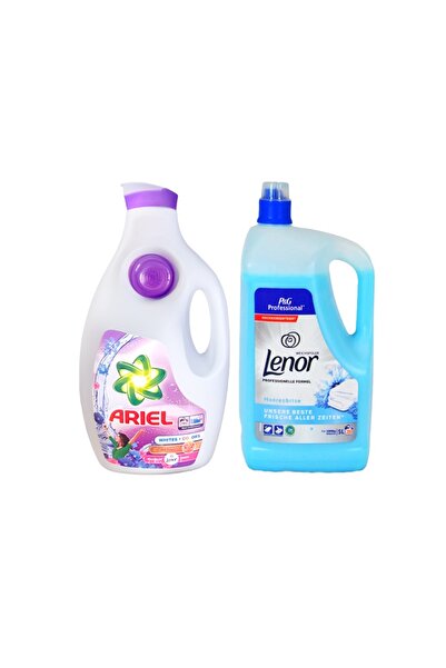 Ariel Liquid laundry detergent Whites + Colors 3D Active, 6.3L + Lenor Sea Br...