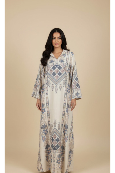 Moda Line Women's shiny jalabiya with patterned print