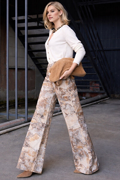 LOOSH Kadın Sarı Desenli Baggy Pantolon