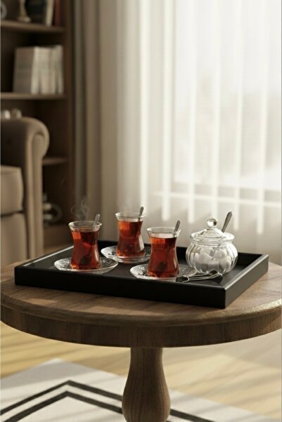 Tasarım Çok amaçlı çift taraflı kullanılabilir ahşap - sunum tabagi - çay kah...