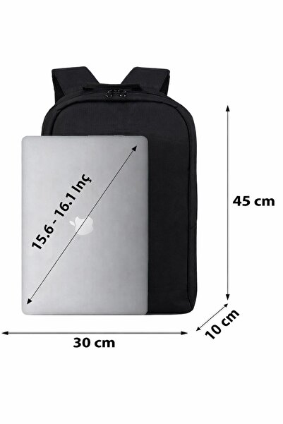 the modawest 2 Bölmeli Su Geçirmez Fermuar ve Kumaş Detaylı Siyah Laptop Sırt Çantası