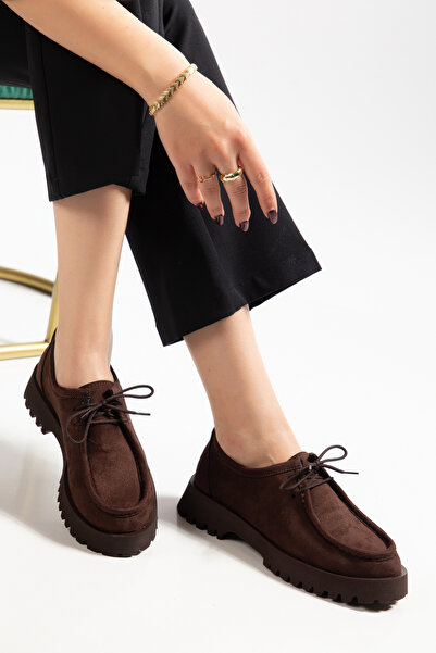 MODA MHS Jisa Women's Thick Sole Lace-Up Detail Leofer Shoes for Daily Wear