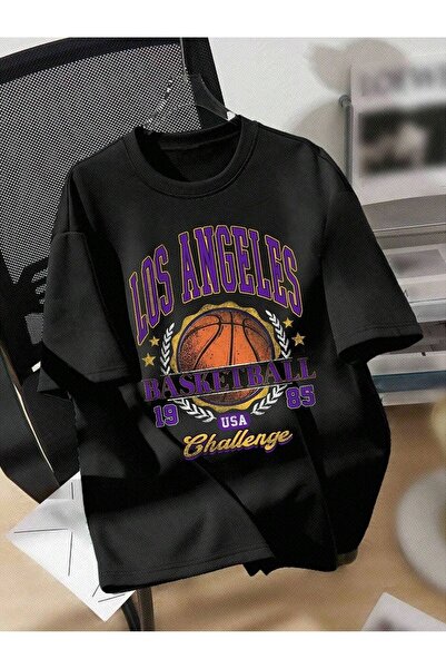 Mythologie Μπλουζάκι Los Angeles Challenge - Μαύρο με στάμπα, Oversize, με λα...