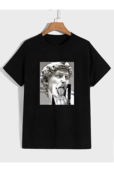 Mythologie Μπλουζάκι με φωτογραφία αγάλματος - μαύρο, με στάμπα, λαιμόκοψη πο...