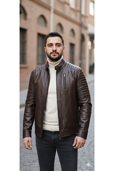 halismenspor Genuine Lambskin Men's Leather Coat Real Leather Jacket Soft Lea...