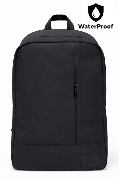 the modawest Black Laptop Backpack with Waterproof Zipper and Fabric Detail