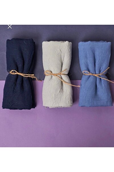 Store Trend Şal Kadın – Kırışık Desenli Pamuklu Günlük Şal Eşarp (Lacivert / ...