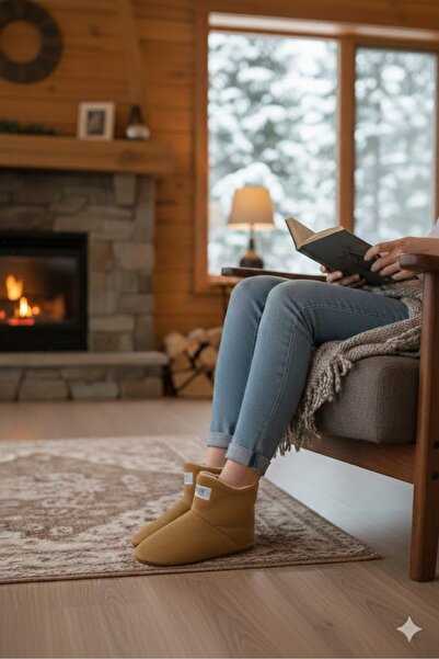 her evemağaza Pnr Unisex Wool Inside Home Slippers Home Boots Home Shoes