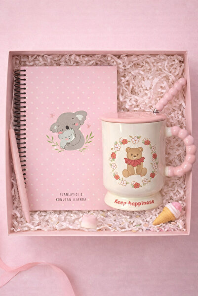 matheon Koala Ajanda ve Ayıcık Figürlü Kapaklı Kupa Bardak Hediye Seti – Deft...