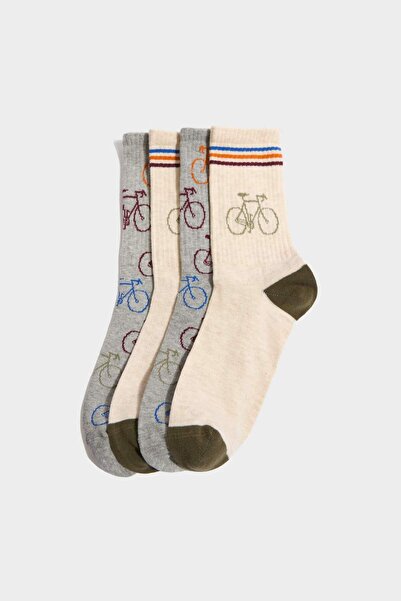 DeFacto Boys' Seamless 4-Piece Cotton Long Socks H1565A8Ns