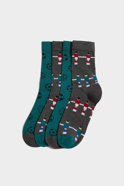 DeFacto Boys' Seamless 4-Piece Cotton Long Socks H1566A8Ns