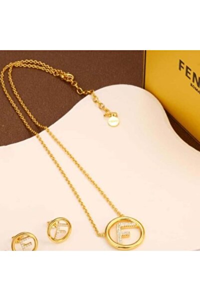 Fendi قلادة من الفولاذ المقاوم للصدأ مع أقراط