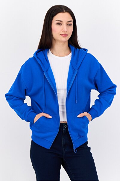 Don't Call Me Jennyfer Women Hooded Plain Sweatshirt, Blue