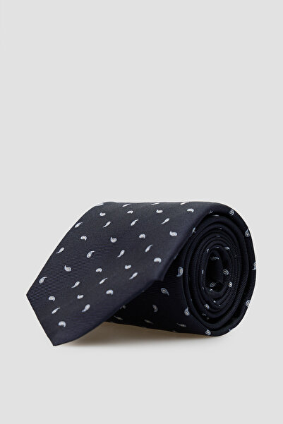 BOSS Men's Micro Patterned 100% Silk Navy Blue Tie 50556050-404