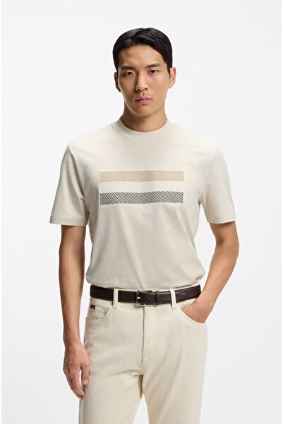 BOSS Men's Regular Cut Round Collar Embroidered Patterned Cotton Short Sleeve...