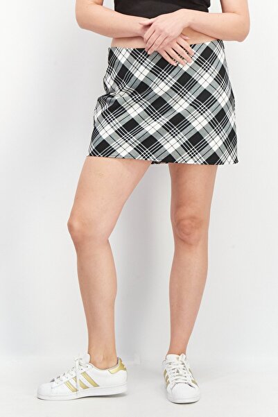 Don't Call Me Jennyfer Women Checkered Mini Skirt, Black/White