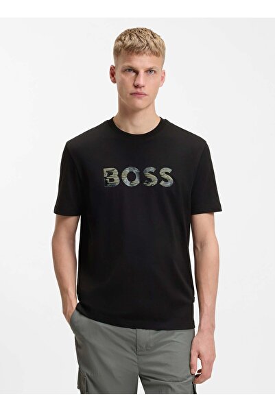 BOSS Bisiklet Yaka Siyah Erkek T-Shirt Te_Insignia_50556009