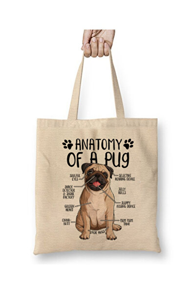 Toyaso Pug Dog Anatomy Dogs Anatomy White Tote Bag Long Handle Shopping Bag B...