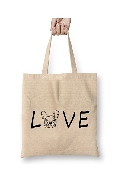 Toyaso I Love My French Bulldog Dog White Tote Bag Long Handle Shopping Bag B...