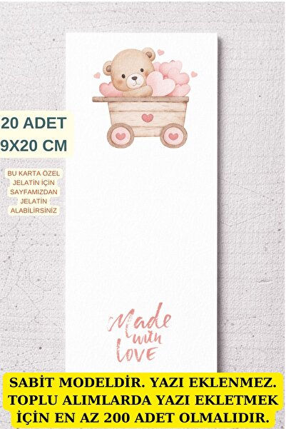 Emtory Gift 20 Adet Toka Kartı - 9x20 cm - Paketleme Kartı - Kesik Yoktur - P...